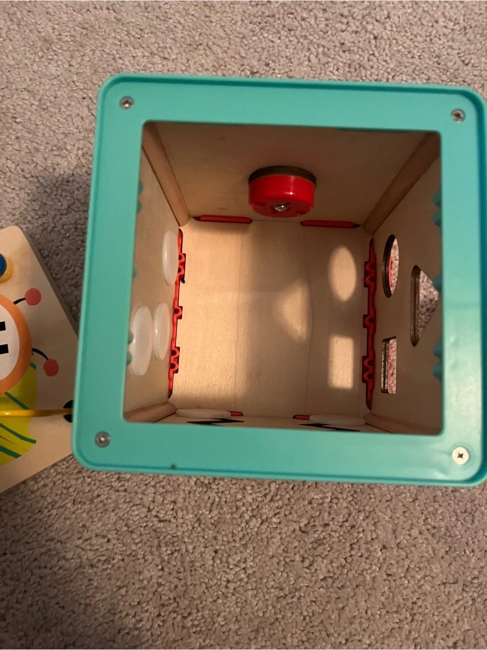Wooden Activity Cube with Yellow Bead Maze - Kids Toys